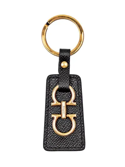 Ferragamo Gancini Keychain In Black