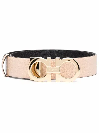 Ferragamo Gancini Reversible Leather Belt In Neutrals