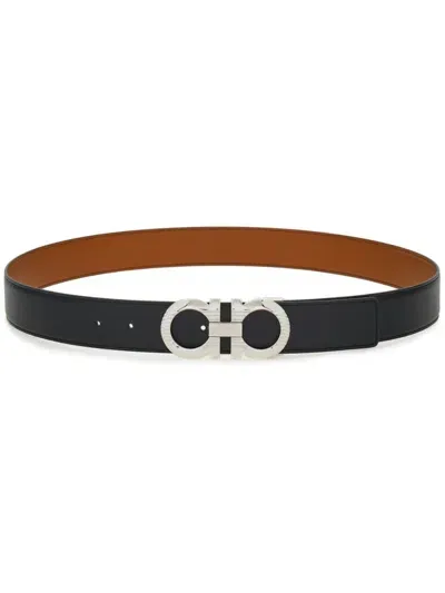 Ferragamo Gancini-buckle Reversible Belt In Black