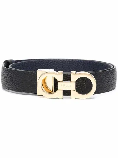 Ferragamo Gancini Leather Reversbile Belt In Violet