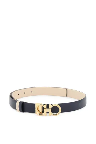 Ferragamo Gancini Reversible Belt In Beige