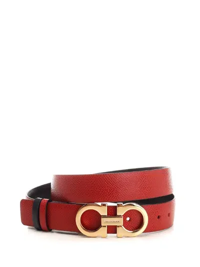 Ferragamo Gancini Reversible Belt In Red