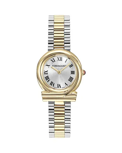 Ferragamo Gancini Twisted Watch, 28mm In Silver/two-tone