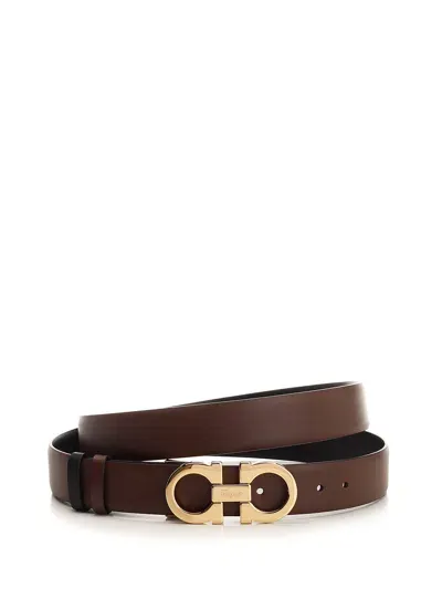 Ferragamo Gancino Buckle Belt In Brown