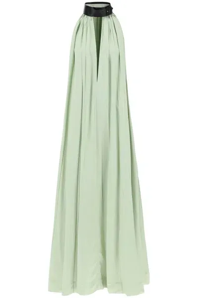 Ferragamo Green Maxi Dress With Leather Buckle Detail