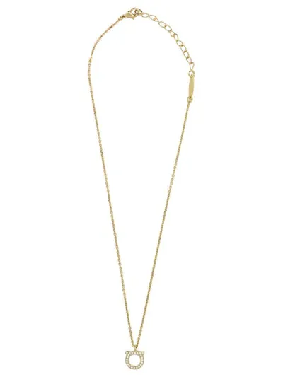 Ferragamo Large Gancini Crystals Necklace In Metallic