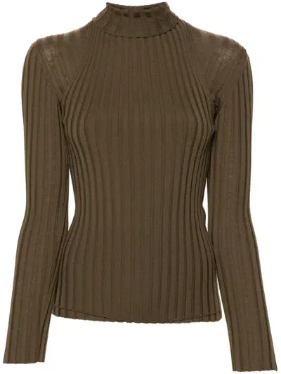 Ferragamo Layered Roll-neck Sweater In Green