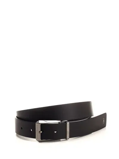 Ferragamo Leather Belt In Navy