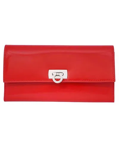 Ferragamo Leather Wallet In Red