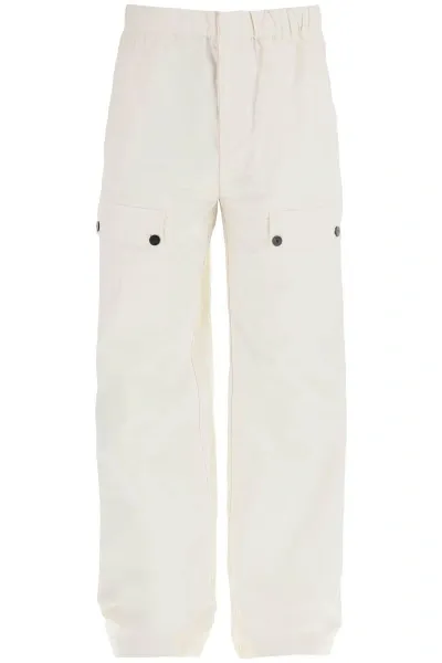 Ferragamo Man Drawstring Linen Trouser With Applied Pockets In Mascarpone