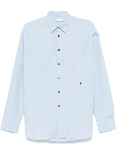 Ferragamo Logo-embroidered Shirt In Blue