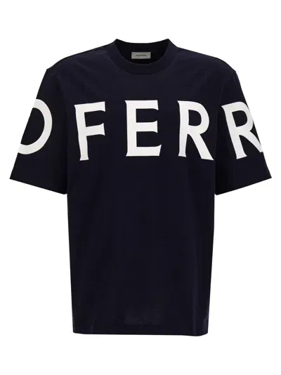 Ferragamo Logo T Shirt In Blue