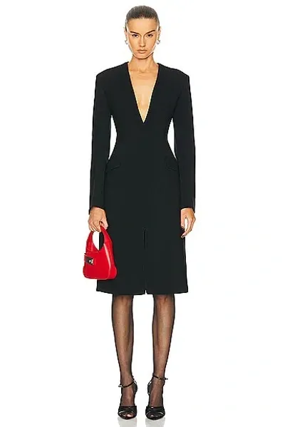 Ferragamo Low Cut Midi Dress In Nero