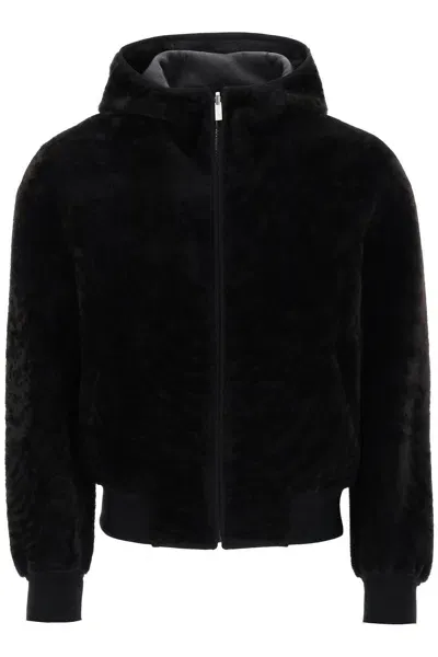 Ferragamo Luxurious Reversible Shearling Blouson For Men In Multicolor