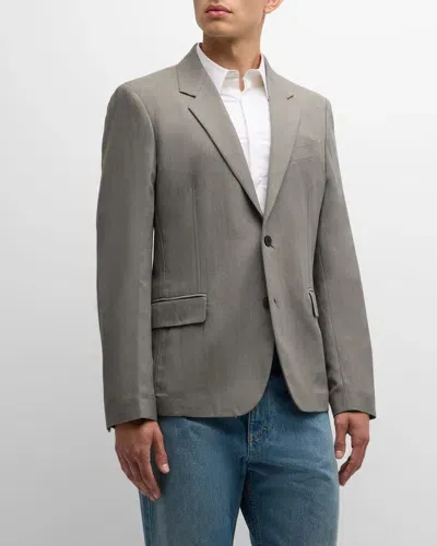 Ferragamo Men's Linen-blend Canvas Sport Coat In Ash Grey