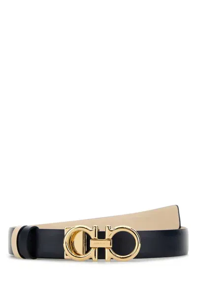 Ferragamo Midnight Blue Leather Reversible Belt