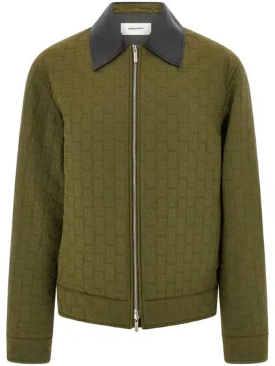 Ferragamo Monogram-pattern Jacket In Green