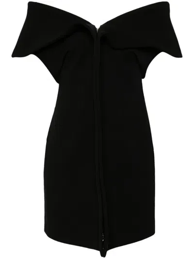 Ferragamo Off-shoulder Mini Dress In Black