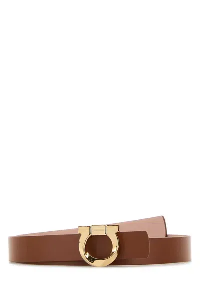 Ferragamo Powder Pink Leather Reversible Belt In Newcognacrose