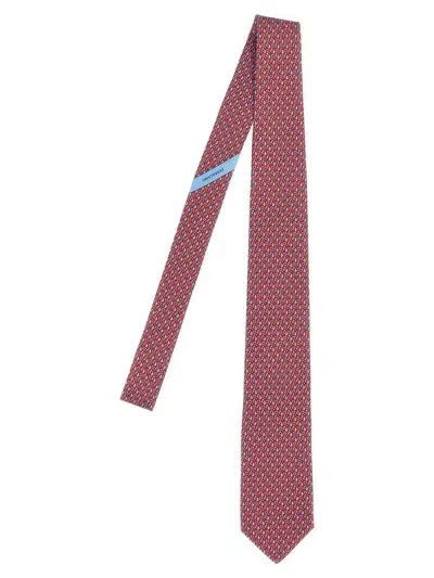 Ferragamo Printed Tie In Red