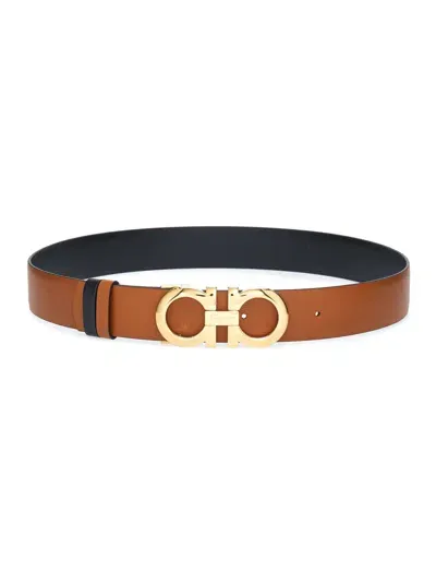 Ferragamo Reversible Brown And Black Gancini Belt