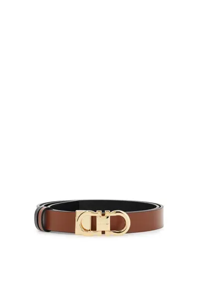 Ferragamo Reversible Gancini Belt In Brown