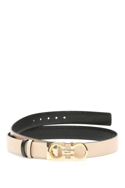 Ferragamo Reversible Gancini Belt In Neutral