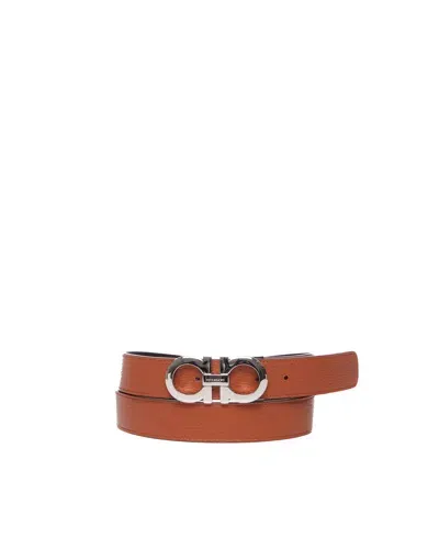 Ferragamo Reversible Gancini Belt In Black