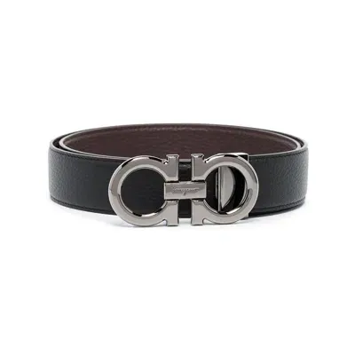 Ferragamo Salvatore  Gancini Reversible Belt In Black