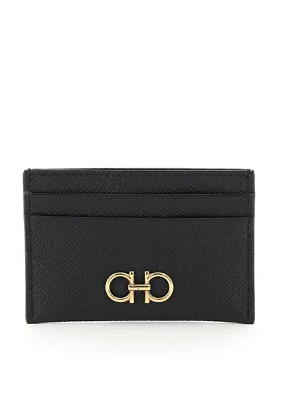 Ferragamo Salvatore  Gancini Plaque Cardholder In Black