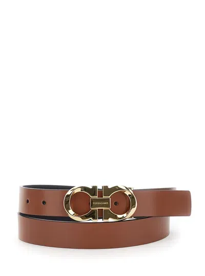 Ferragamo Salvatore  Gancini Reversible Belt In Multi