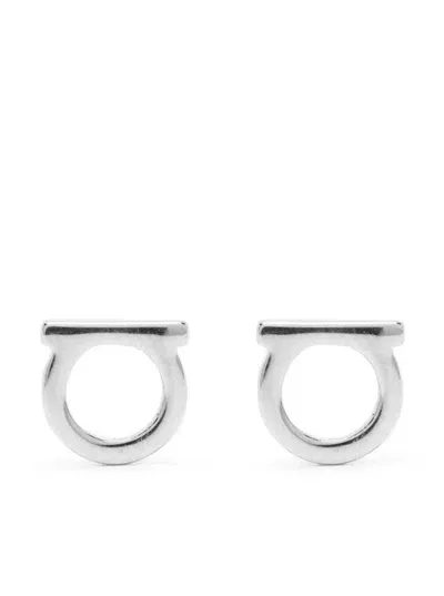 Ferragamo Salvatore  Gancini Stud Earrings In Silver