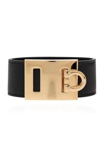 Ferragamo Salvatore  Gancini Wide Bracelet In Black