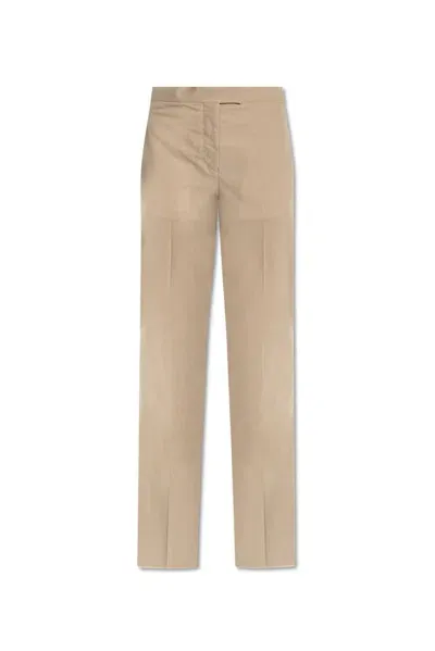 Ferragamo Salvatore  High Waist Tailored Trousers In Beige