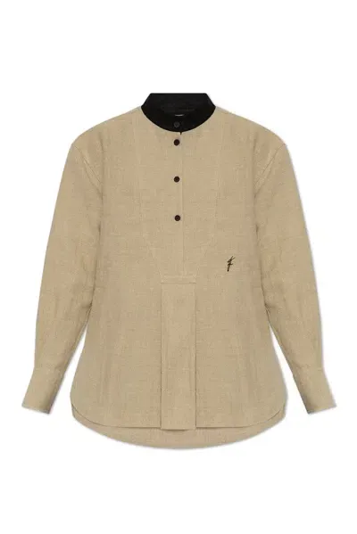 Ferragamo Salvatore  Logo Embroiderd Button In Beige