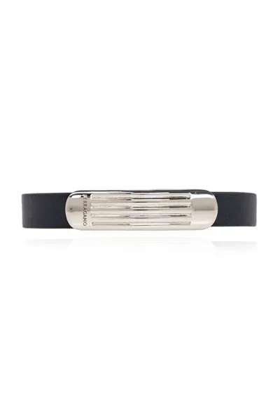 Ferragamo Salvatore  Logo Engraved Bracelet In Navy