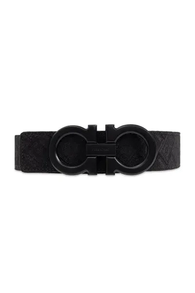 Ferragamo Salvatore  Reversible Gancini Buckle Belt In Black