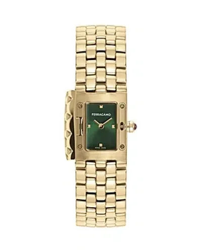 Ferragamo Secret Watch, 19mm X 30mm In Green