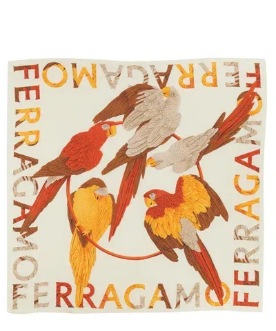 Ferragamo Parrot-print Silk Scarf In Multicolor