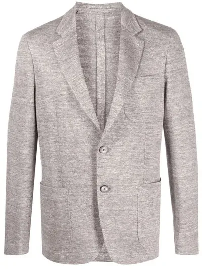 Ferragamo Single-breasted Linen-blend Blazer In Nude