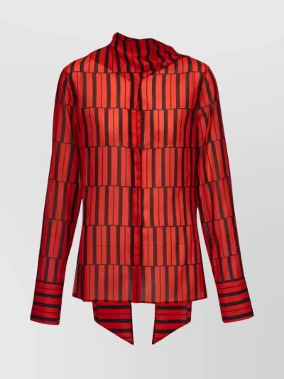 Ferragamo Sash Collar Shirt In Red/black