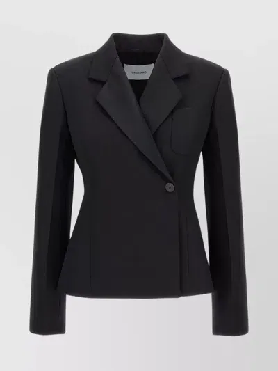 Ferragamo Woman Pure Virgin Wool Tuxedo Jacket In Black