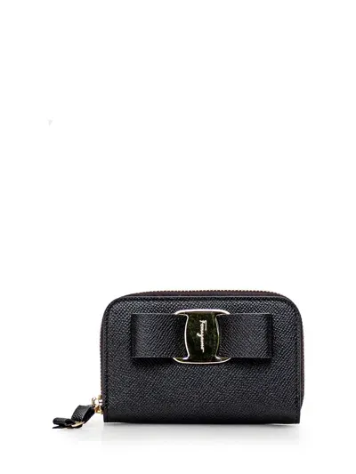 Ferragamo Vara Bow Card Case In Nero