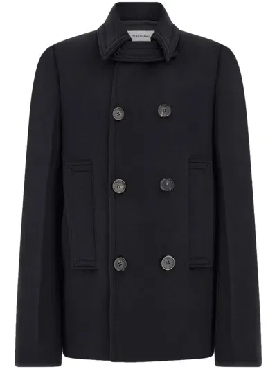 Ferragamo Virgin Wool-blend Peacoat In Black