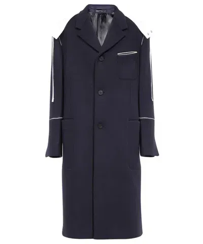 Ferragamo Wool Long Coat In Blue