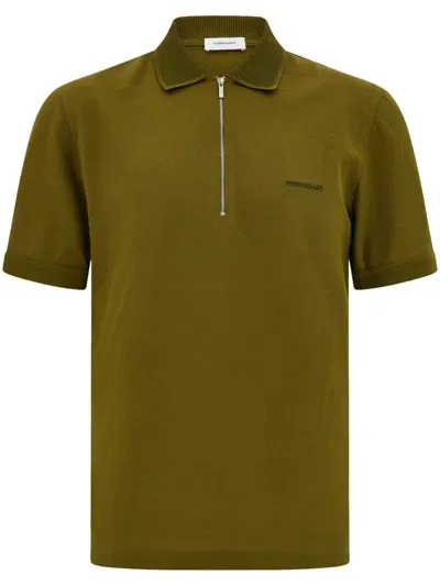 Ferragamo Zip Collar Polo In Green