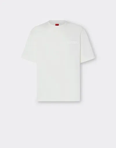 Ferrari Cotton T-shirt With  Logo In Optical White