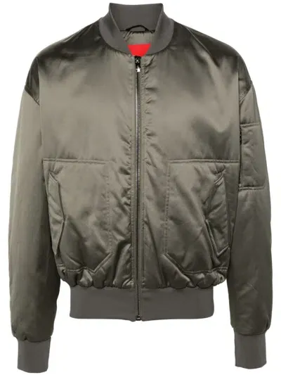 Ferrari Tape-detail Zip-up Bomber Jacket In Grey