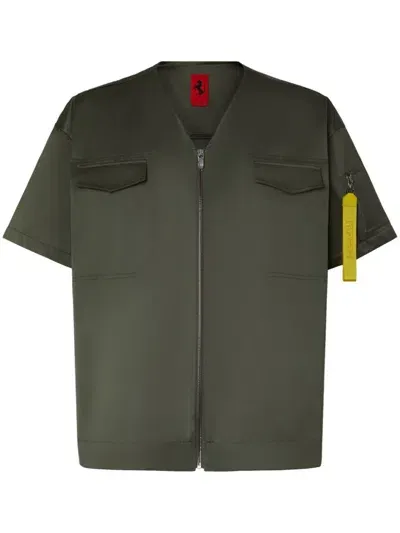 Ferrari Keyring-attachment Zip-fastening Shirt In Green