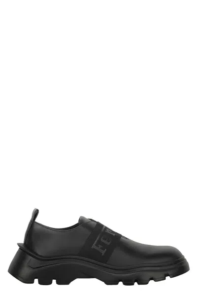 Ferrari Leather Lace-up Derby Shoes In Black